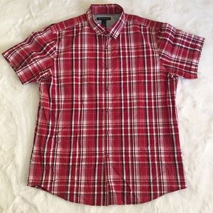 INC International Concepts Men's Red Plaid Shirt Large